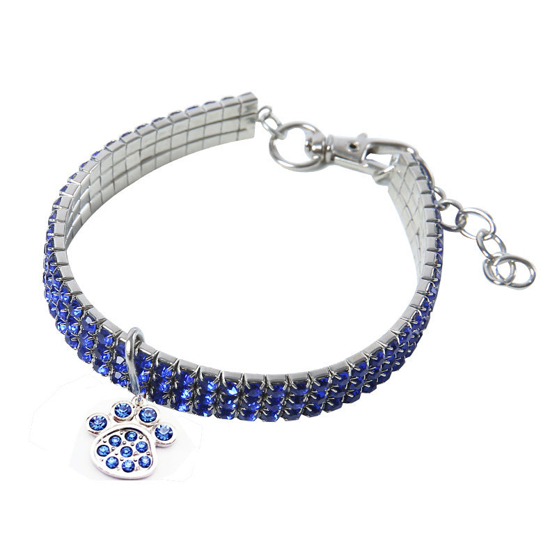 Collar de cristal de mascota estirado al por mayor Rhinestone